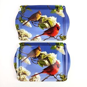 Ashdene of Australia Cardinal Floral Blue Melamine Small Tray, 7 x 5 in Set of 2